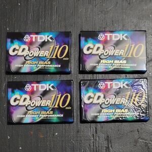 Vtg TDK CD Power 110 Minute Blank Audio Cassette Tapes (Lot of 4)